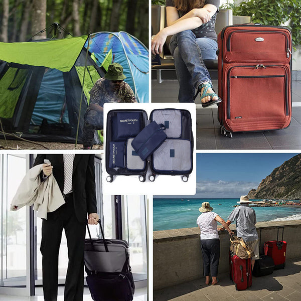 7Pcs Travel Luggage Organizer Set Bags Storage Pouches Suitcase Backpack Storage