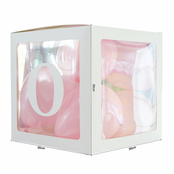 4Pcs/Set Cube Clear BABY Balloon Box Boxes Baby Shower Party Decoration White AU