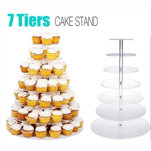 3/4/5/6/7/Tier Acrylic Clear Round Cupcake Cake Stand Birthday Wedding Party AU