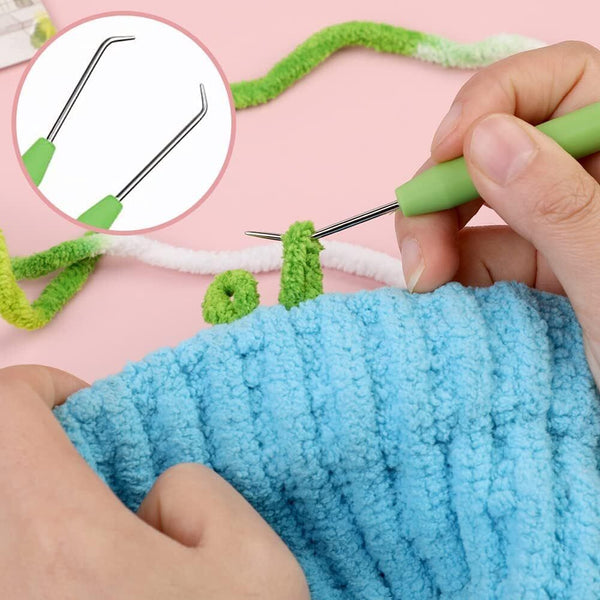 20 Pcs Loom Knit Hook Set Crochet Needle Hook Kit Green Knitting Tools Loom Hook