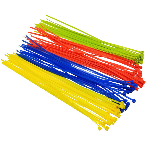 100pcs Colourful Cable Ties Zip Nylon UV Stabilised Bulk Cable Tie For Trade Use