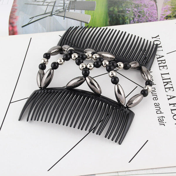 Beaded Stretchy Easy Magic Hair Comb Elastic Double Hair Clip Hair Accessories
