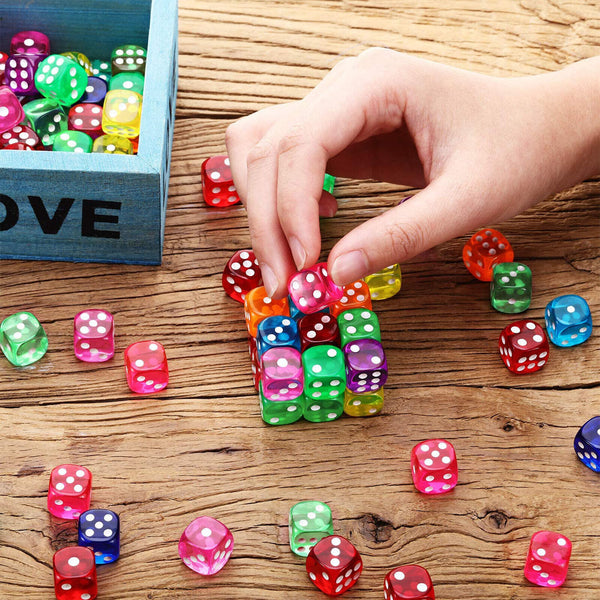 6 Sided Games Dice Transparent Coloured Game Play Toy Bulk Board Game