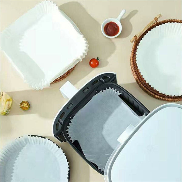 50/100x Disposable Liner Pan Parchment Oil Non-Stick Air Fryer Paper Baking Oven