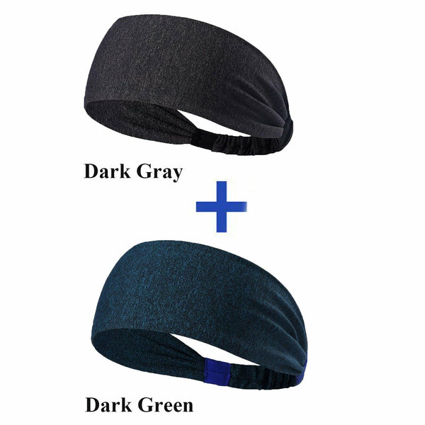 2x Headband Men Women Sweatband Head Band Hair Gym Yoga Stretch Sport Sweat Band