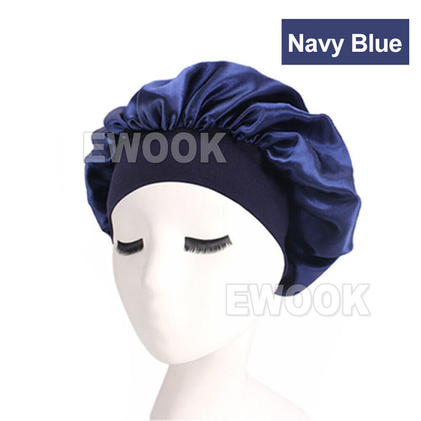 Sleeping Bonnet Hair Wrap Silk Satin Cap Women Elastic Night Soft Hat Headwear - Lets Party