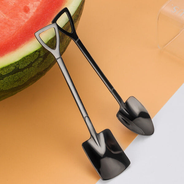 2PCS Stainless Steel Shovel Spoons Set With Box Cake Fruit Dessert XMAS Gifts