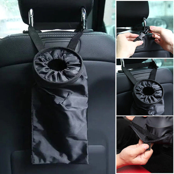 Car Travel Trash Can Bin Rubbish Garbage Hang Storage Bag Hanger Back Seat