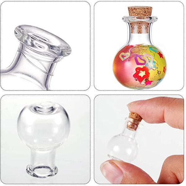 10Pcs Mini Empty Glass Clear Bottle Drifting Vials Cork Charm Wish Bottles New