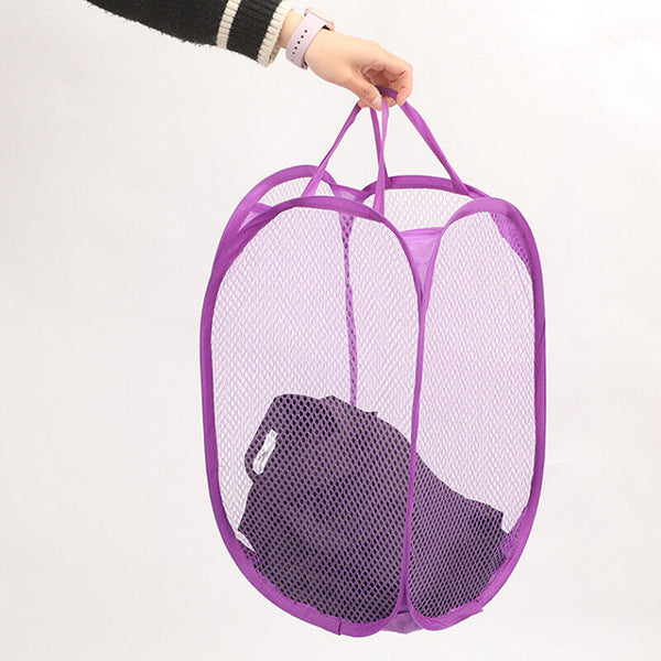 4Pcs Laundry Basket Bin Storage Washing Bag Mesh Collapsible Foldable Hamper AU