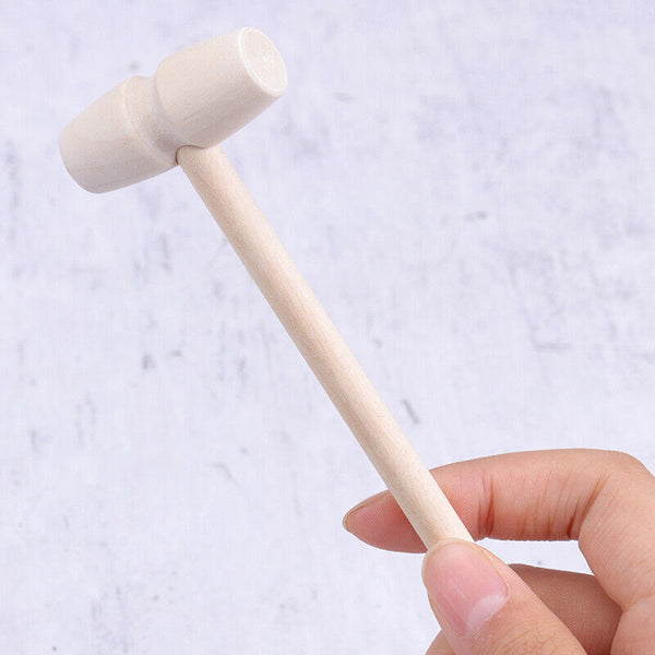 1-50X Wooden Mini Hammer Mallet Kids Flat Head Toy Carving DIY Ornaments Toy AU
