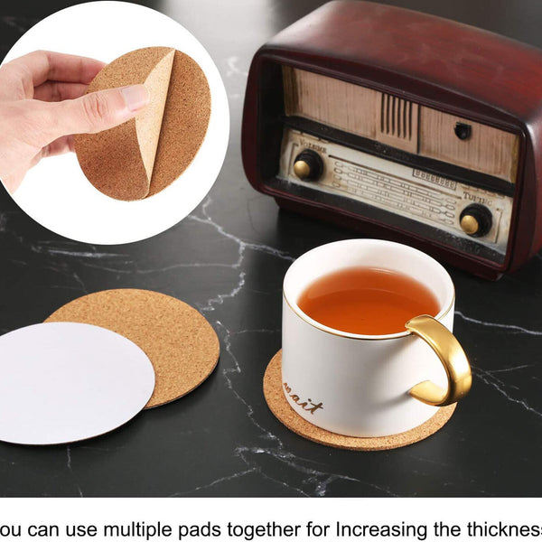 40PCS Self-adhesive Cork Coasters Square Cork Mats Cork Backing Sheets DIY Craft