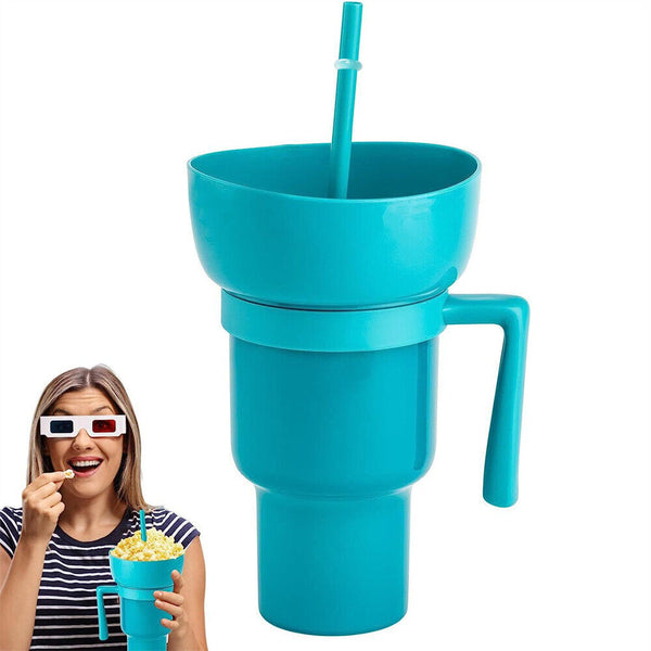 2-in-1 Stadium Tumbler Popcorn Cup Snack Cup Multifunctional Cup Bowl 1000ml AU