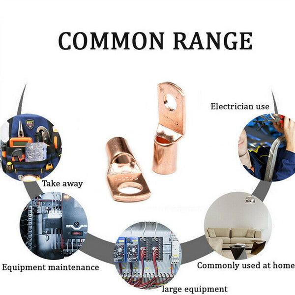 140PCS Cable Lugs Battery Copper Ring Crimp Terminals Electrical Wire Connectors
