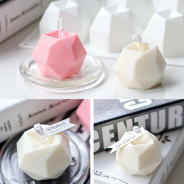 2PCS Eight-sided Diamond Candle Mould DIY Aromatherapy Soap Candle Mold 3D Craft