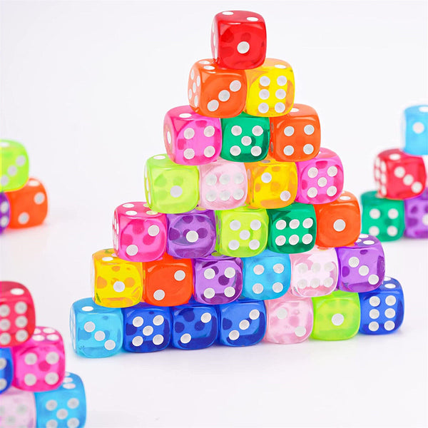 12PCS 6 Sided Games Dice Transparent Coloured Game Play Toy Bulk Board Game AUS