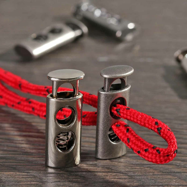Double Hole Metal Cord Lock Apparel Clamp Barrel Toggle Spring Stopper
