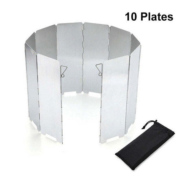 10 Plate Aluminum Alloy Camping BBQ Cooker Stove Wind Shield Screen Foldable AUS