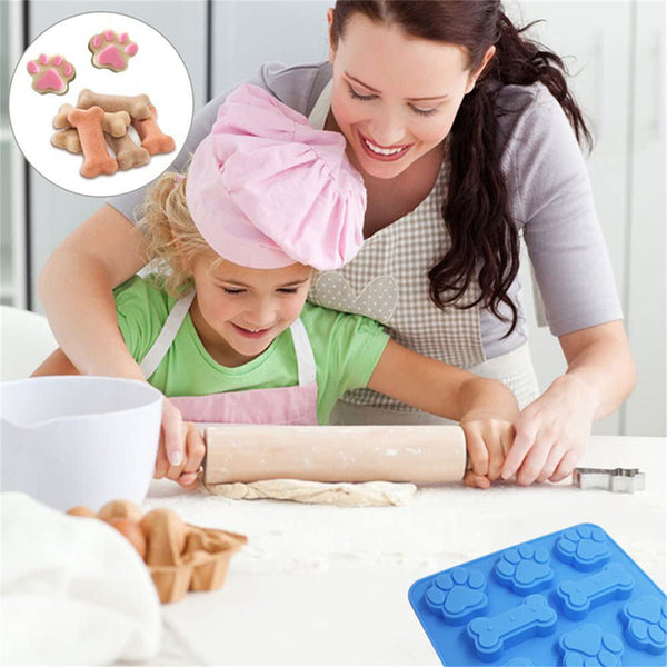 Silicone Chocolate Mould Cat Paw Dog Bone Choc Block Ice Tray Cake Cookie Mold