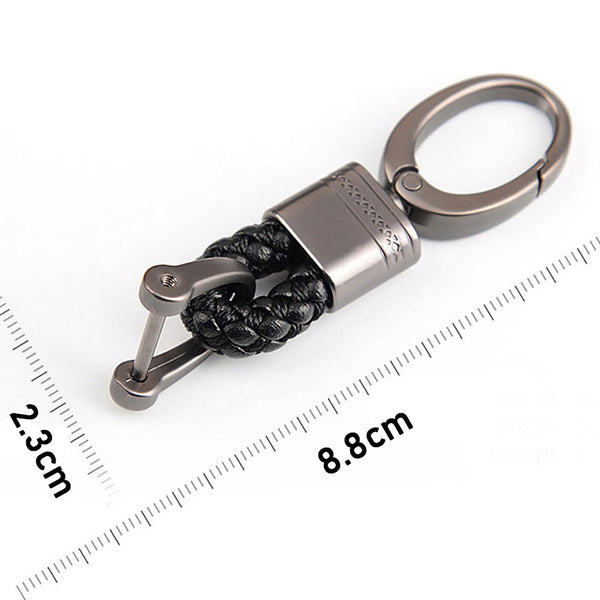 2PCS Hand-Woven Metal Leather Key Chain Ring Keyfob Car Keyring Keychain Gift AU