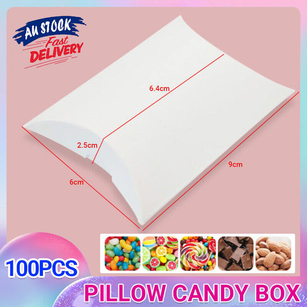 100x Pillow Favor Bag Candy Gift Box Kraft Paper Gift Favour Wedding 10Colours