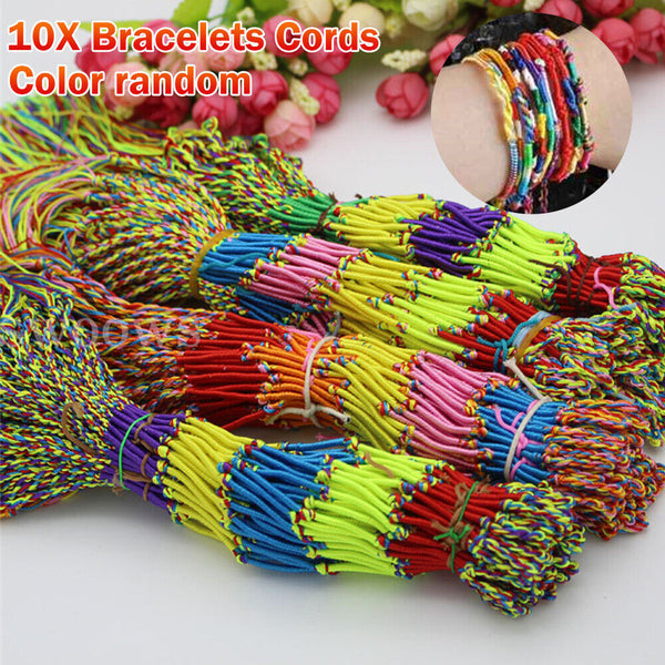 10pcs Boho Bracelets Handmade Thread Woven Friendship Cords Hippie Anklet Braid