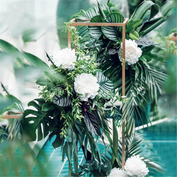 4PCS Flower Racks Gold Iron Plinth Wedding Decorations Geometric Box Party Stand