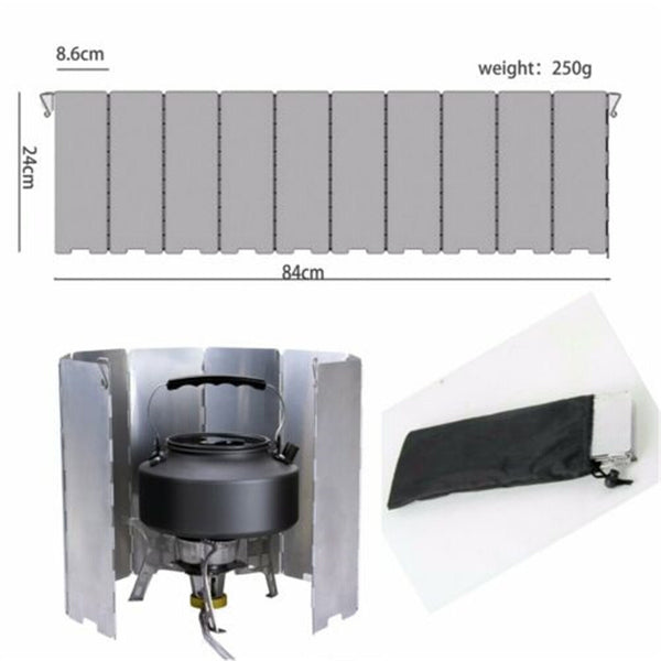 Aluminum Alloy Camping BBQ Cooker Stove Wind Shield Screen Foldable AU 30Plates
