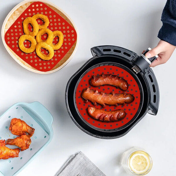 Reusable Air Fryer Liners Non-Stick Food-Grade Silicone Air Fryer Basket Mat New