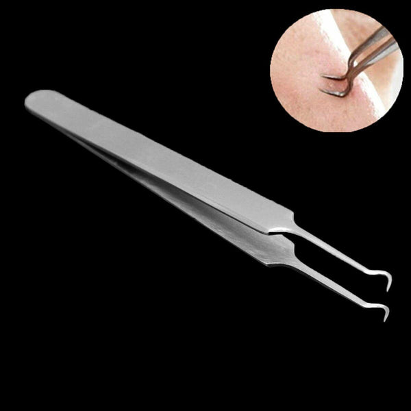 Curved Blackhead Acne Clip Needle Tweezers Pimple Popper Extractor Remover