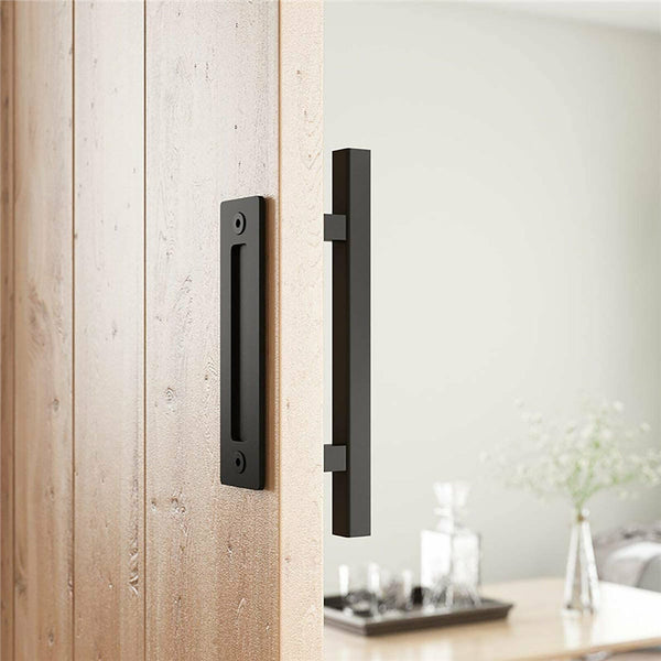 12''Barn Door Handle Black Embedded Translation Wooden Door Interior Door Handle