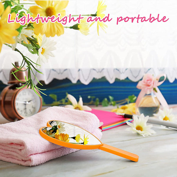 Portable Dressing Heart Shaped Cosmetic Makeup Hair Hand Held Mirror Beauty AU