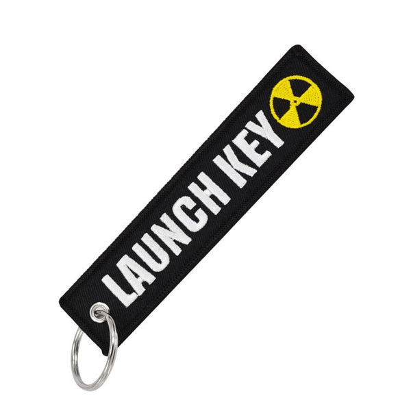 LAUNCH KEY Keychain Embroidered Key Ring Chain Car Bike Keyring Jet Tag Funny AU
