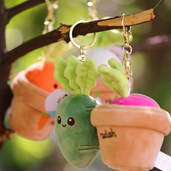 Lifelike Plants Potted Radish Stuffed Plush Toys Cartoon Plants Kid Keychain AU