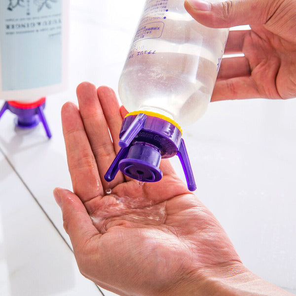 Toss It Bottle Cap Stand Kit Plastic Bottle Holder Shampoo Leakproof Cover