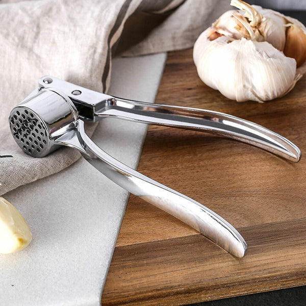 Garlic Press Crusher Stainless Steel Tool Silver Kitchen Squeezer Masher Mincer