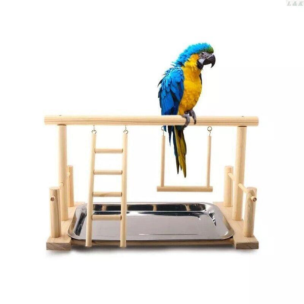 Parrots Wooden Stand Bird Play Activity Center Playground Ladder Perch Gym AU