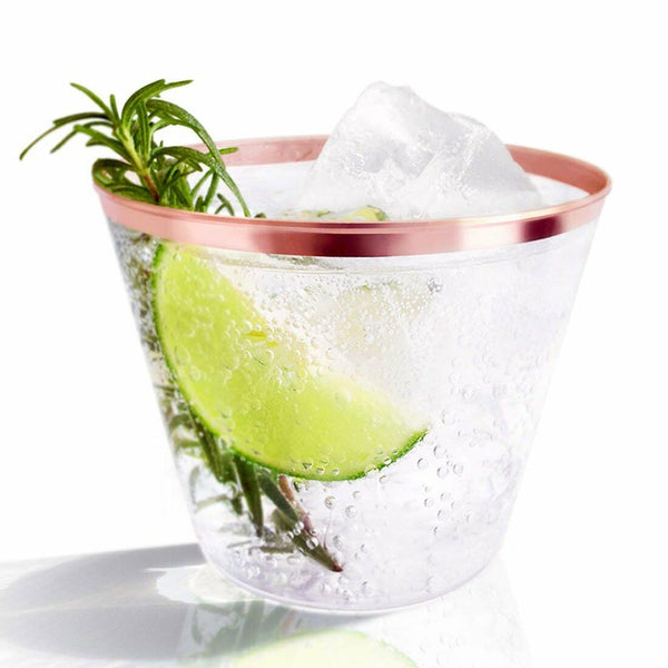Plastic Wine Glass Rose gold Glasses Drink Cup Cocktail Party Gold Cup