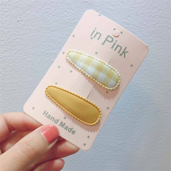 10X Snap Clips Baby Girl Toddler Linen Small Bow Fringe Hair Clip Accessory New