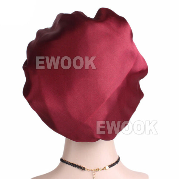 Sleeping Bonnet Hair Wrap Silk Satin Cap Women Elastic Night Soft Hat Headwear - Lets Party