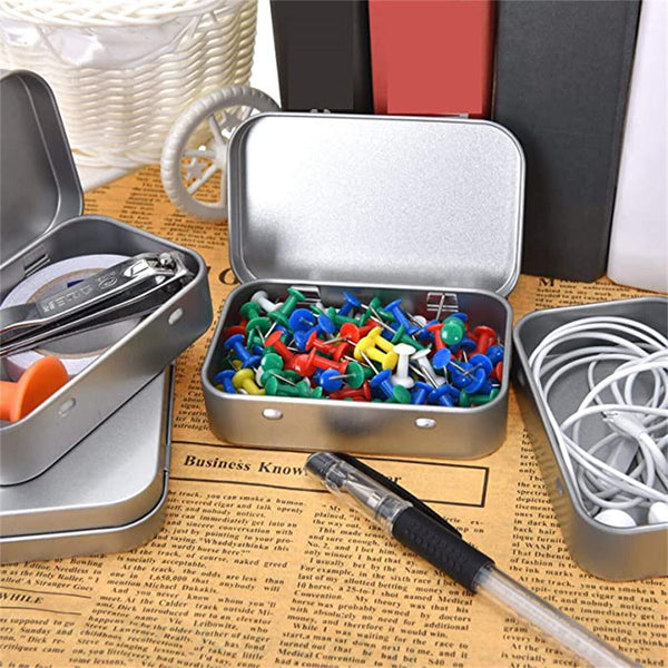 12PCS Container Blank Portable Small Storage Container Case Metal Hinged Tin Box