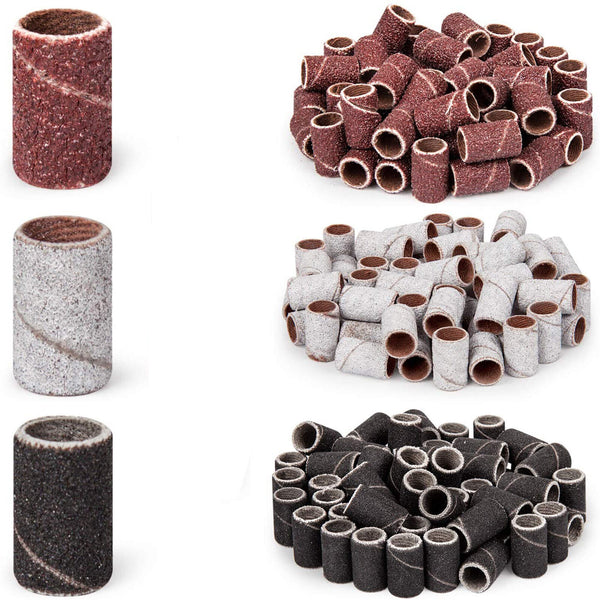 420PCS Sanding Bands 3 Colours 80/120/180 Nail Drill Machines Filing Bits + Boxs