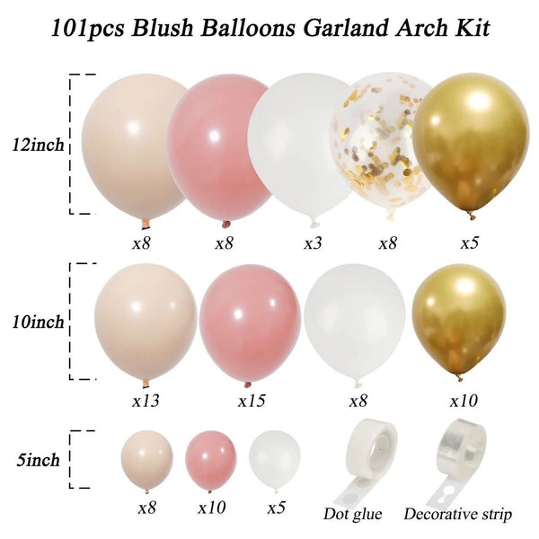 Blush Rosewood Gold Balloon Garland Arch Kit – Baby Shower & Party Decoration
