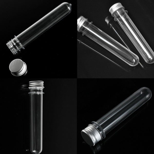 200PCS Clear Plastic Test Tube Screw Cap Bath Salt Container Jelly Candy Bottle