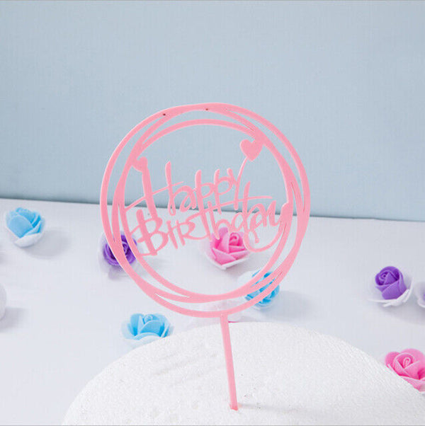 2x Happy Birthday Cake Topper Colour Printed Acrylic Party Decorations AU STOCK