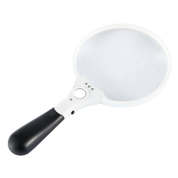 Extra Large Handheld Reading Magnifier 25X Magnifying Glass With 3 LED Lights 2X