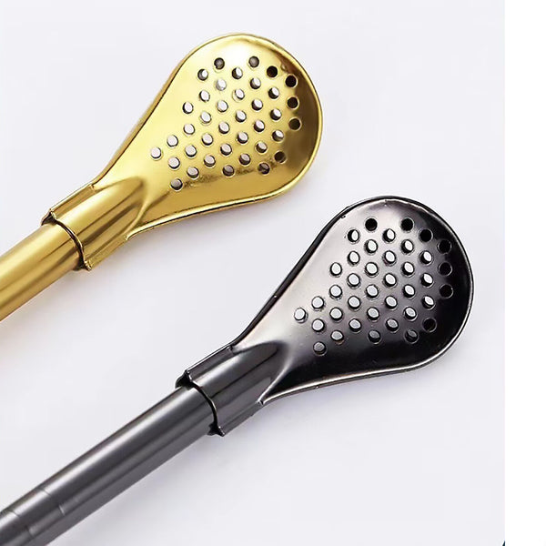 2X Stainless Steel Drinking Gourd Filter Spoon Bombilla Tea Straw Yerba Mate New