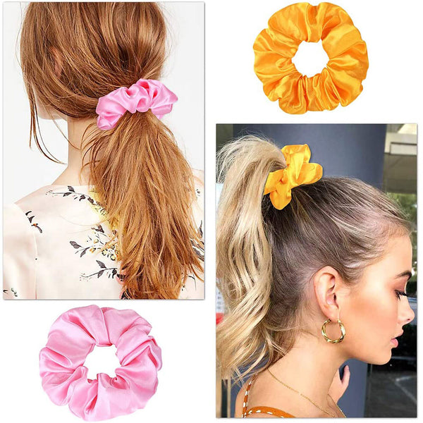 Silk Satin Elastic Hair Scarf Scrunchies Hair Bands Rope Tie Luxury Accessories