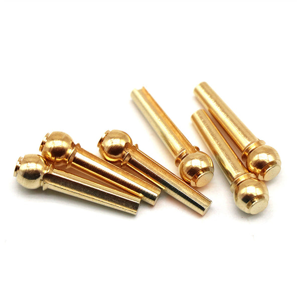 6PCS Guitar Bridge Pins Metal String End Peg Acoustic Gold Brass+Puller Remover