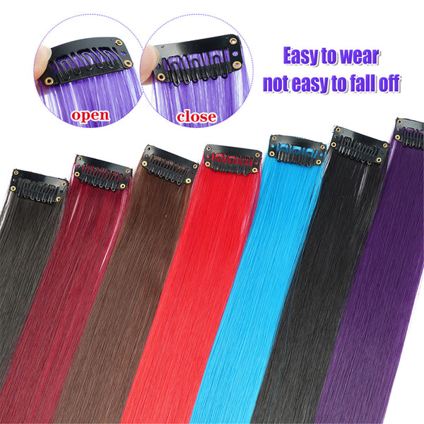 Clip On In Hair Extension Long Hair Coloured Synthetic Crochet Party Highlights